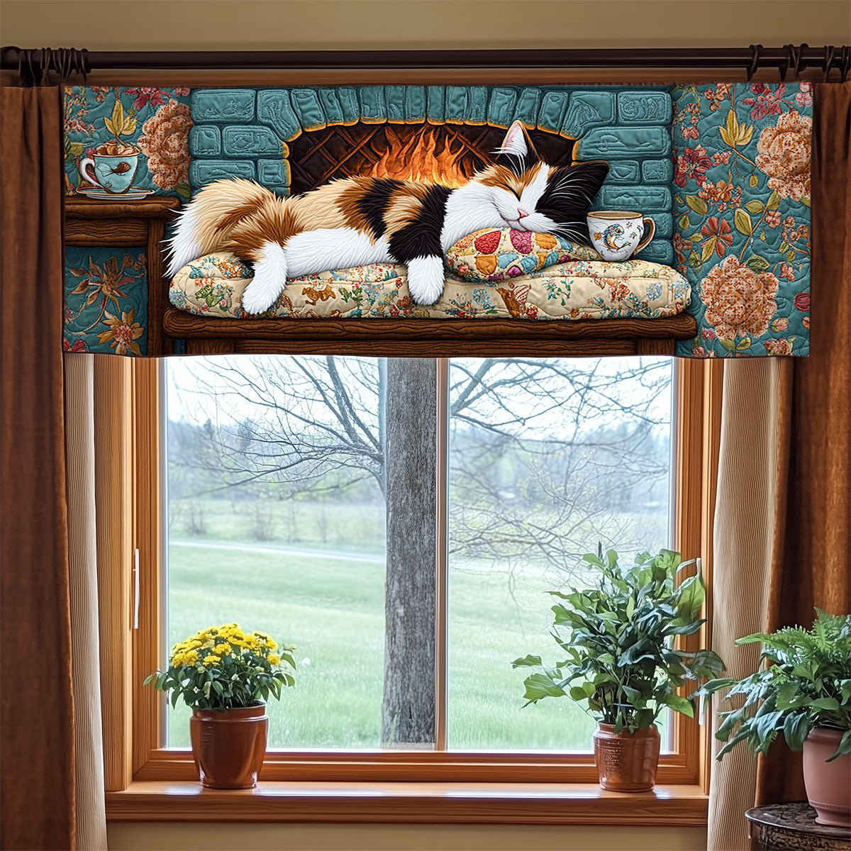 Sleeping Cat WJ1906026CL Quilted Valance