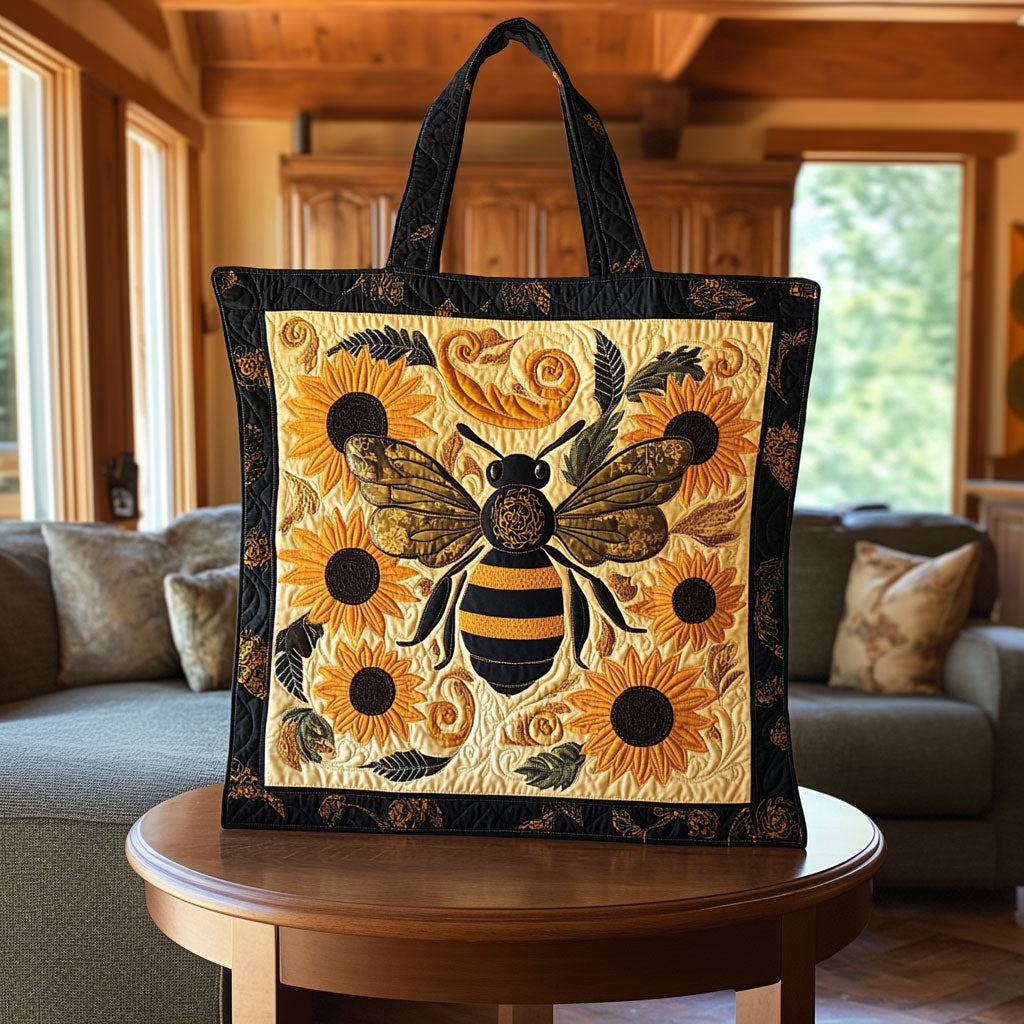 Bee in the Sunflowers KL0312010CL Quilted Tote Bag