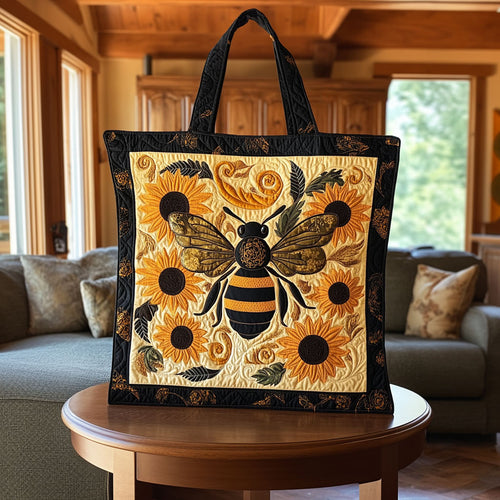 Bee in the Sunflowers KL0312010CL Quilted Tote Bag