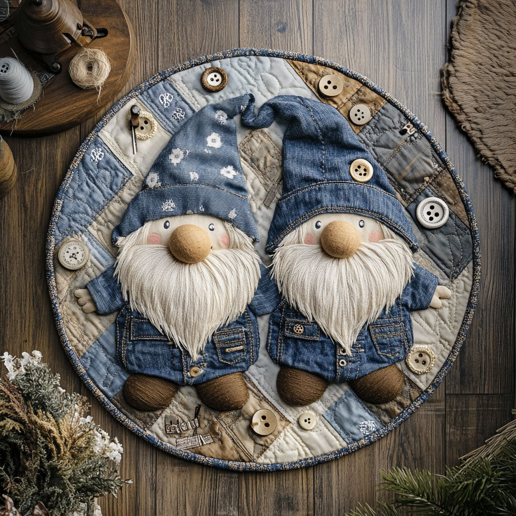 Homestead Gnome WN1406035CL Quilted Round Mat