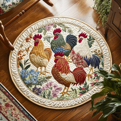 Vintage Rooster WN1903117CL Quilted Round Mat