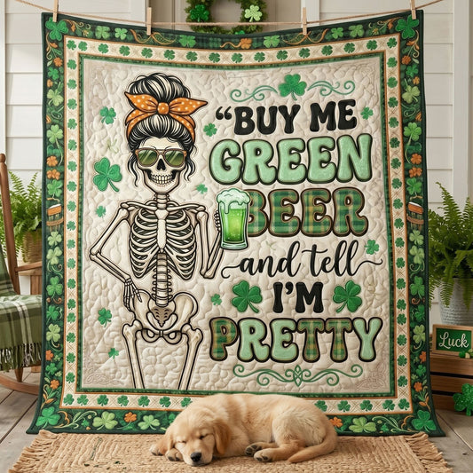 Buy Me Green Beer Funny Skeleton WN0805001CL Quilt