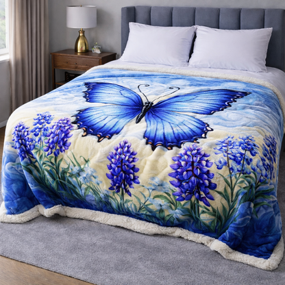 Lavender Butterfly QA3001005CL Faux Fur Throw Blanket