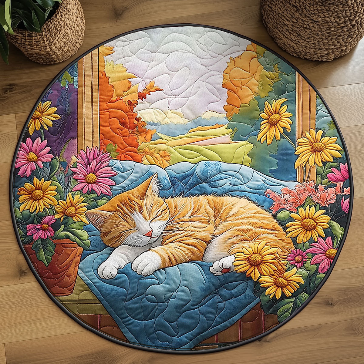 Sleeping Cat WJ1505028CL Quilted Round Mat