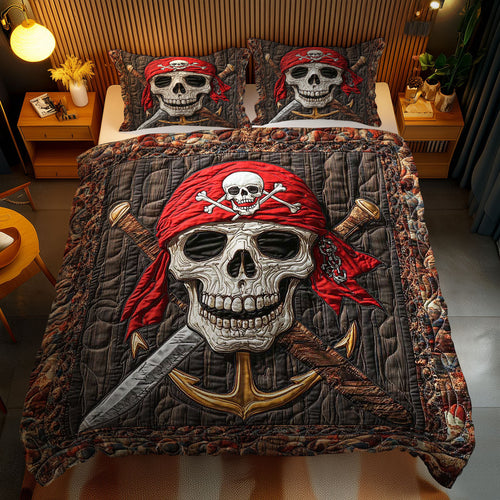 Crimson Pirate Skull WN2301056CL Duvet Cover Set