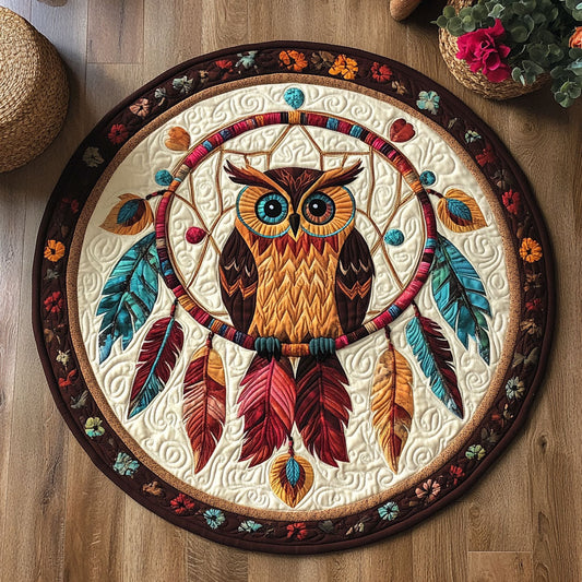 Dreamcatcher Native Owl WJ0306029CL Quilted Round Mat