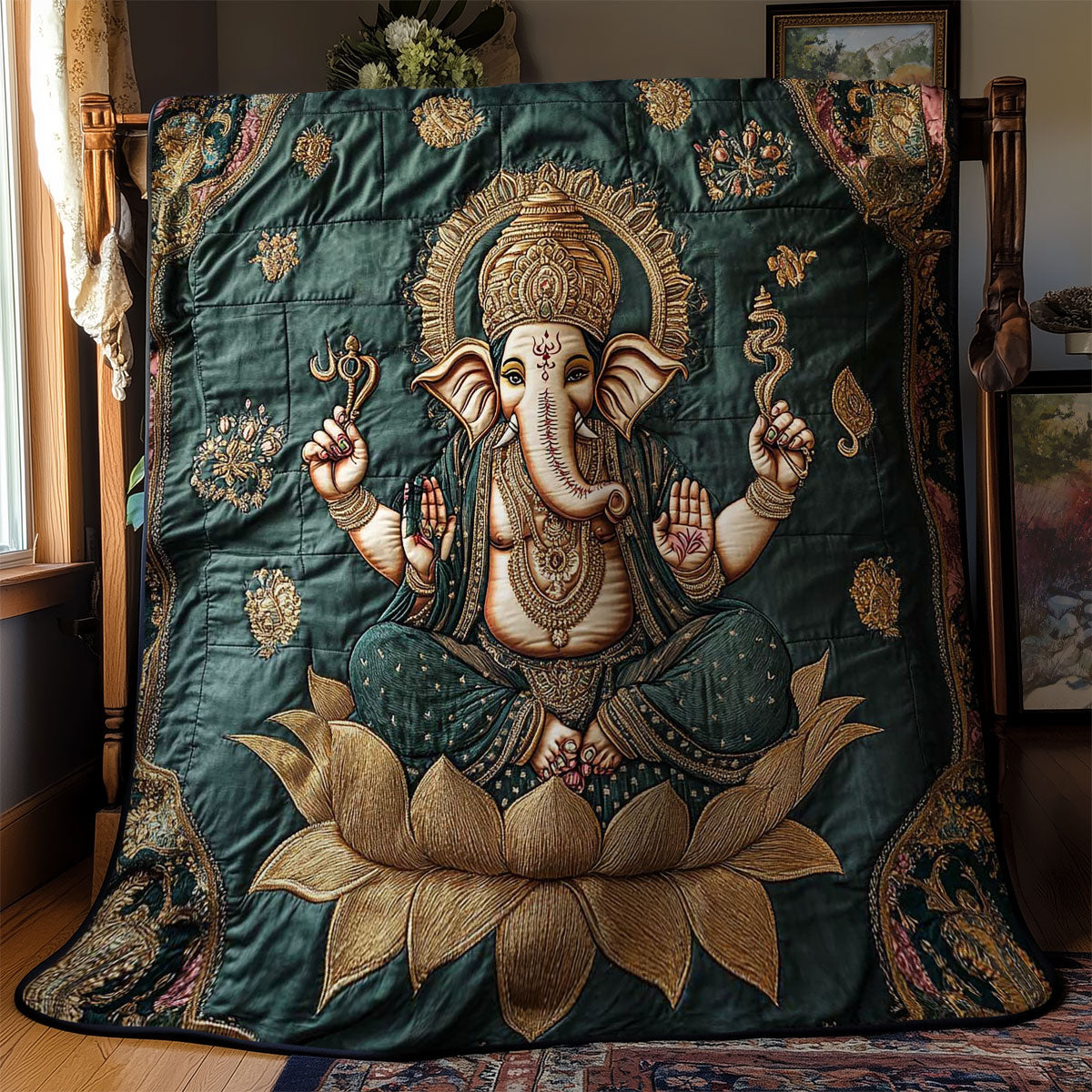 Hinduism Ganesha Prosperity WN0503048CL Quilt