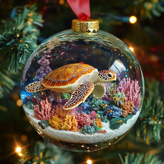Deep Coral Turtle CW2511012CL Christmas Ornament