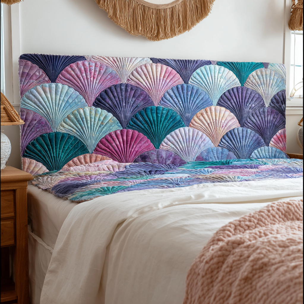Scallop Seashell XR3112004CL Quilted Headboard Slipcover