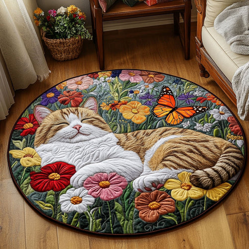 Floral Paradise Kitty KL1312026CL Quilted Round Mat
