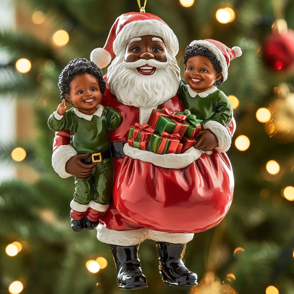Peaceful Black Santa Claus Night WN0511071CL Christmas Ornament