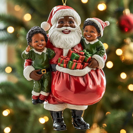 Peaceful Black Santa Claus Night WN0511071CL Christmas Ornament