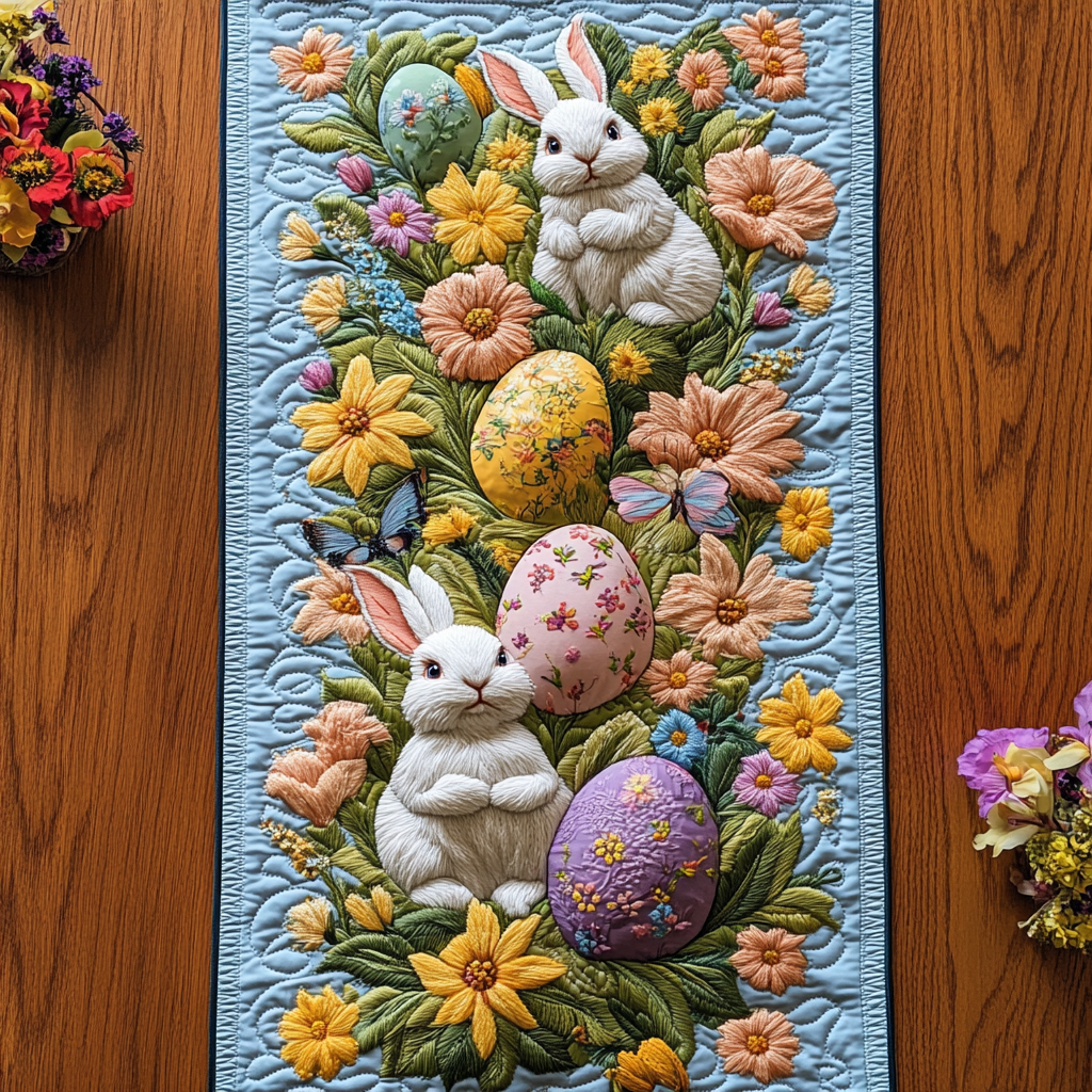 Springtime Bunny XR1201022CL Quilted Table Runner