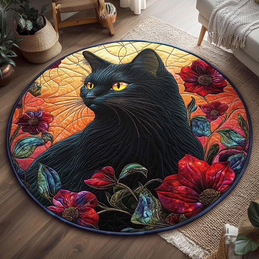 Velvet Shadows Cat WJ0907049CL Quilted Round Mat