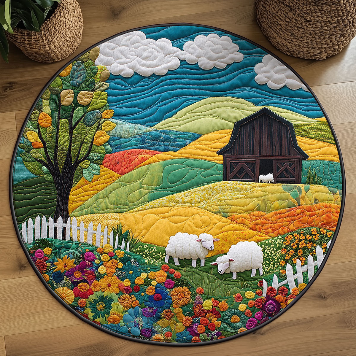 The Woolly Fence WJ2307047CL Quilted Round Mat