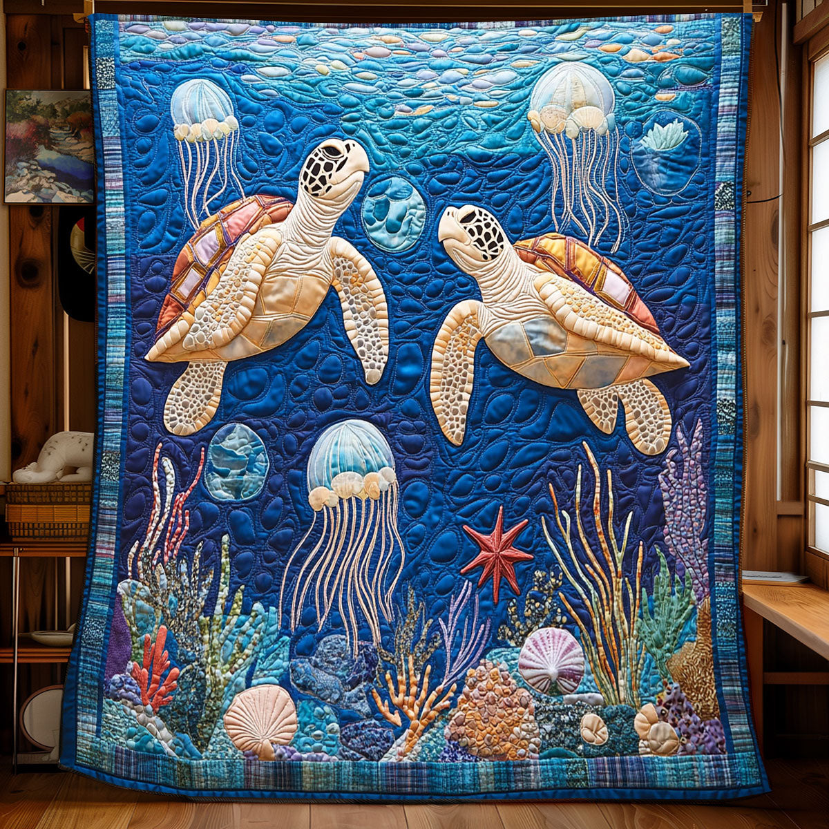 Jellyfish Turtle WP2803028CL Quilt