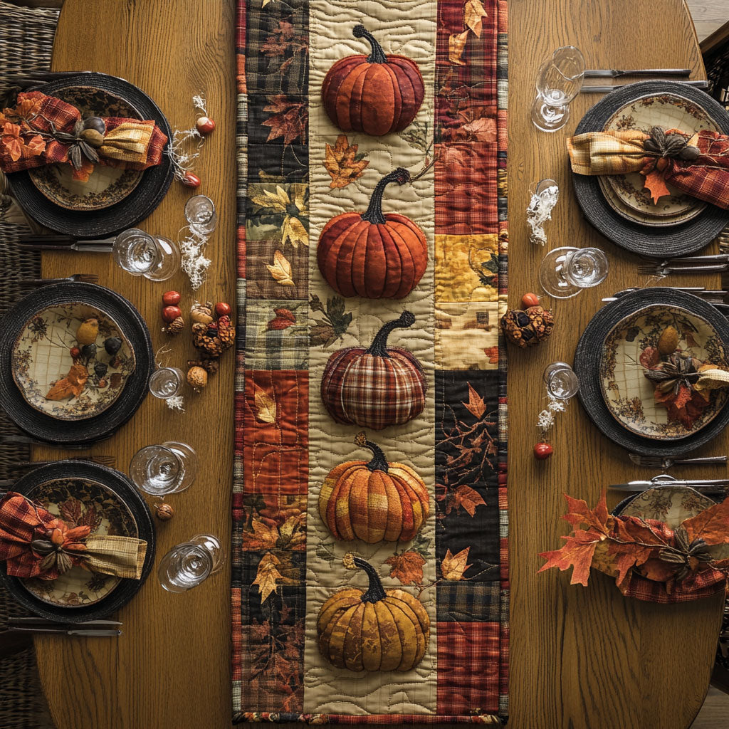 Patchwork Pumpkin CW2305440CL Quilted Table Runner