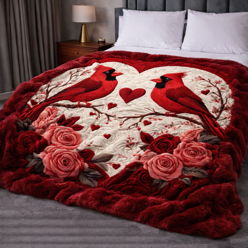 Cardinal Couple QA2801007CL Faux Fur Throw Blanket