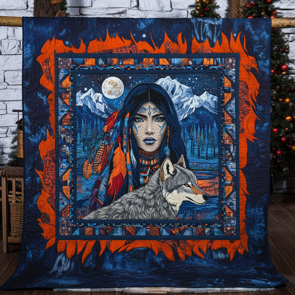 Sacred Hunt Wolf And Woman WN0908067CL Quilt