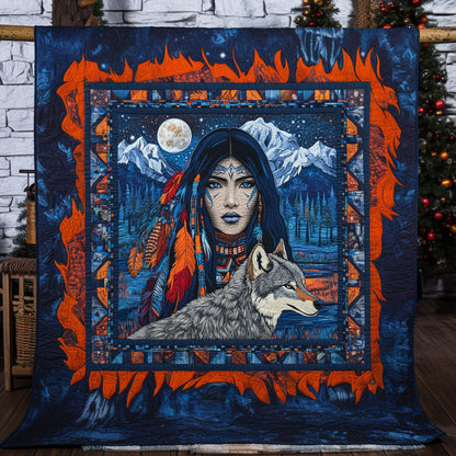 Sacred Hunt Wolf And Woman WN0908067CL Quilt