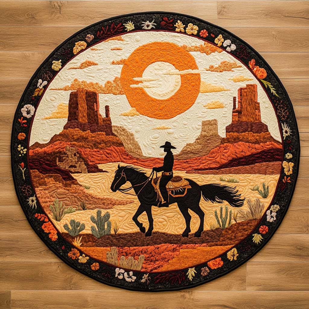 Riders Of The West WN2204052CL Quilted Round Mat