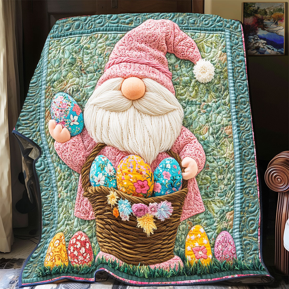 Happy Easter Gnome WP1003012CL Quilt