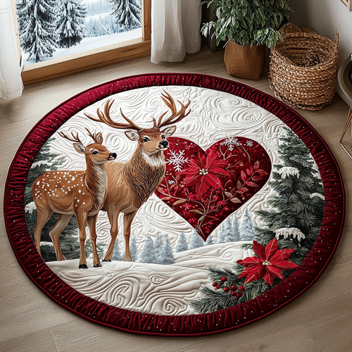 Deer Couple QA0912010CL Quilted Round Mat