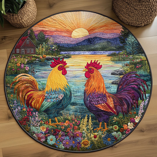 Sunset Chicken WJ2705045CL Quilted Round Mat