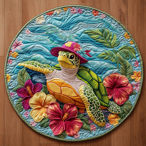 Ocean Turtle Kiss WN2406036CL Quilted Round Mat