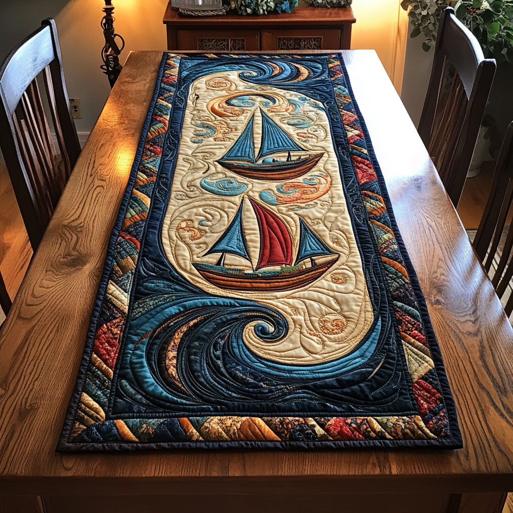 Twilight Sailboat Sweep WN2006046CL Quilted Table Runner