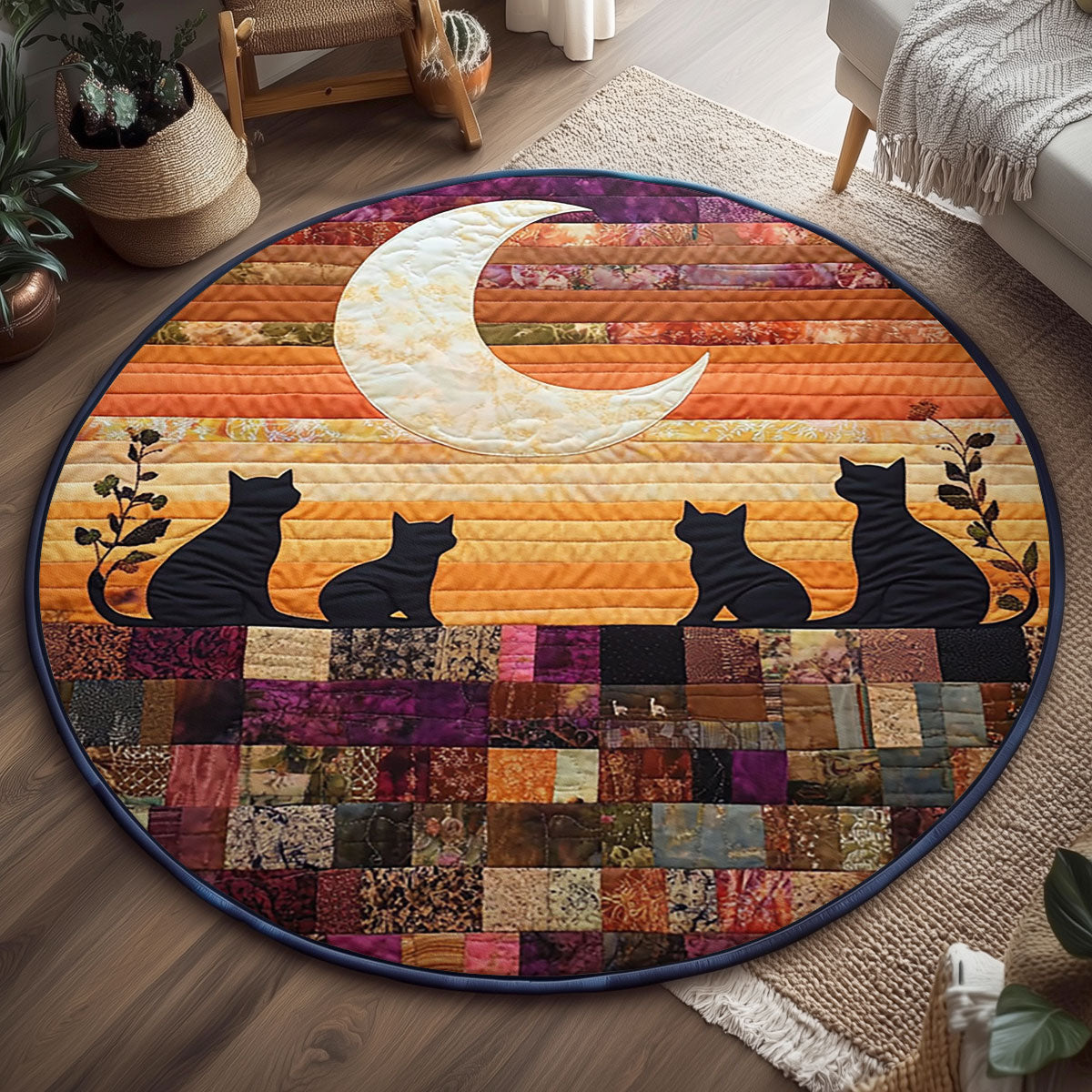 Stitching The Night WJ1807041CL Quilted Round Mat
