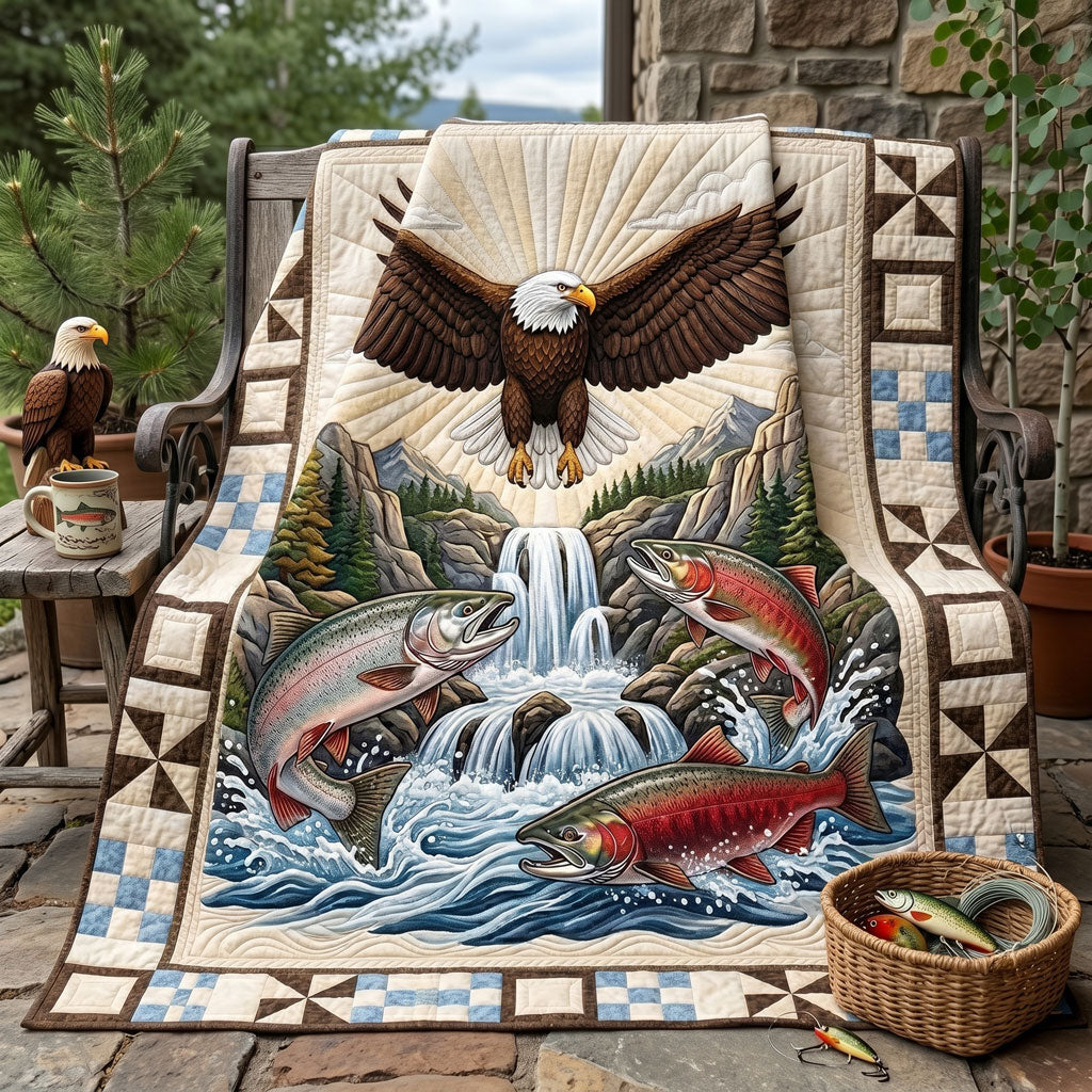 Eagle And Salmon Cascade WN1606005CL Quilt