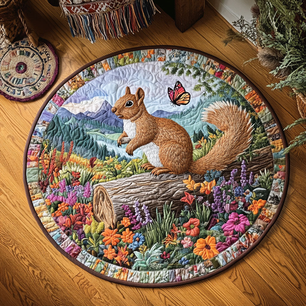 Curious Squirrel WJ1905035CL Quilted Round Mat