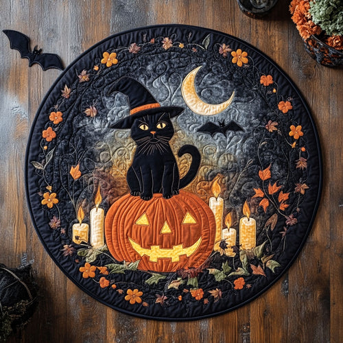 Crescent Cat WN0708037CL Quilted Round Mat