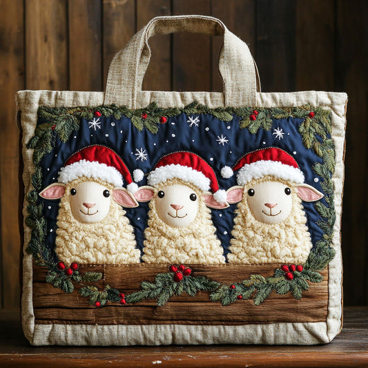 Sheep Christmas CW1711055CL Quilted Tote Bag