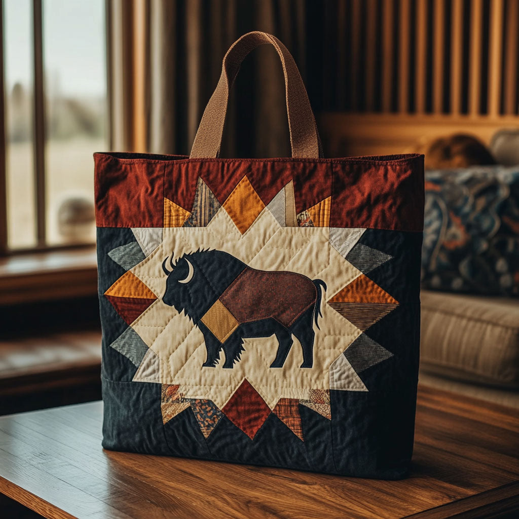 Geometric Bison KL1512013CL Quilted Tote Bag