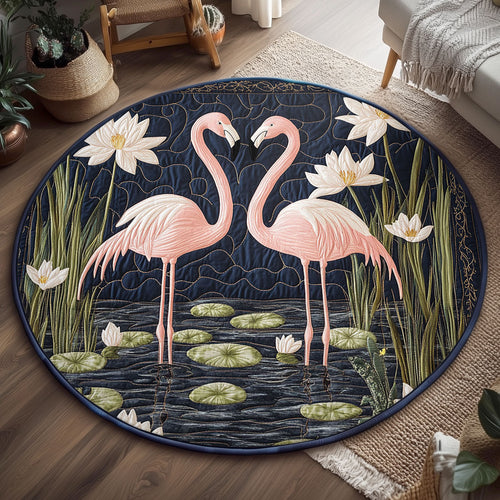 Water Lily Flamingo WJ0904050CL Quilted Round Mat