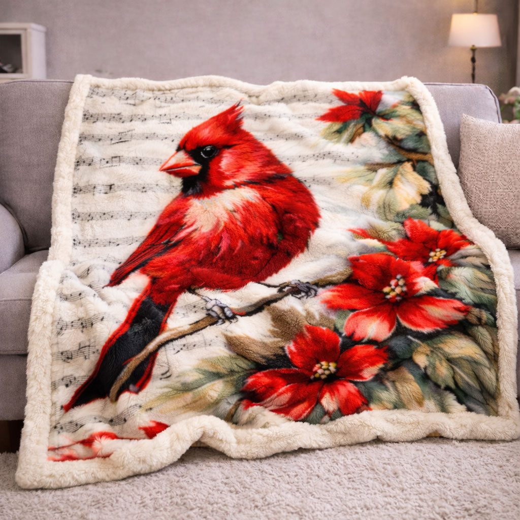 Crimson Melody Cardinal KL2801001CL Faux Fur Throw Blanket