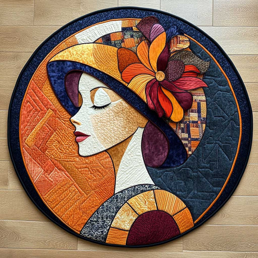 Bold Abstract Lady WN2904064CL Quilted Round Mat