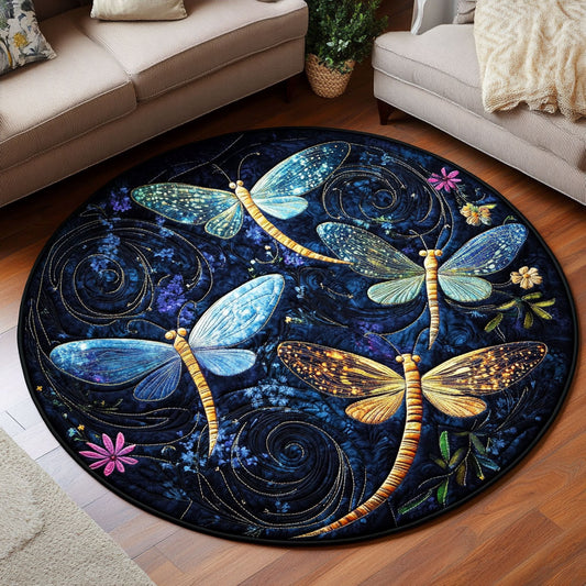 Dragonfly Celestial Garden KL0701038CL Quilted Round Mat