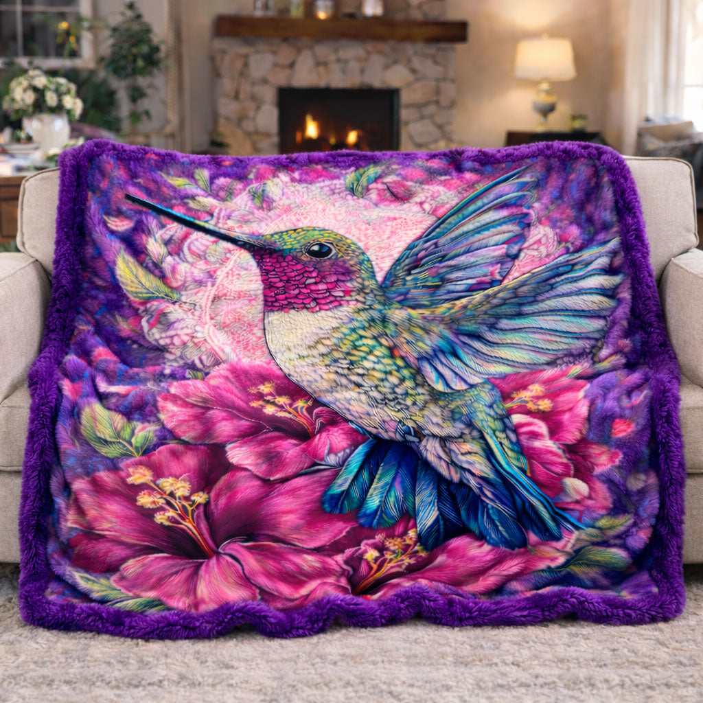 Hummingbird in Bloom KL2801003CL Faux Fur Throw Blanket
