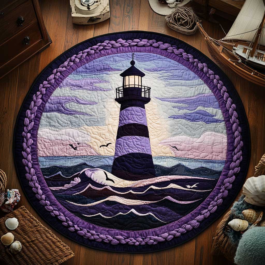 Twilight Lighthouse WN0304061CL Quilted Round Mat