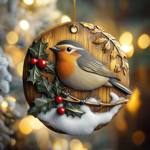 Rustic Robin Medallion LT2210032CL Christmas Ornament
