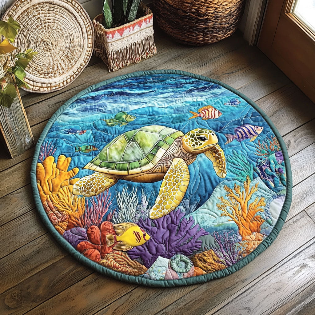 Turtle Reef WJ1406050CL Quilted Round Mat