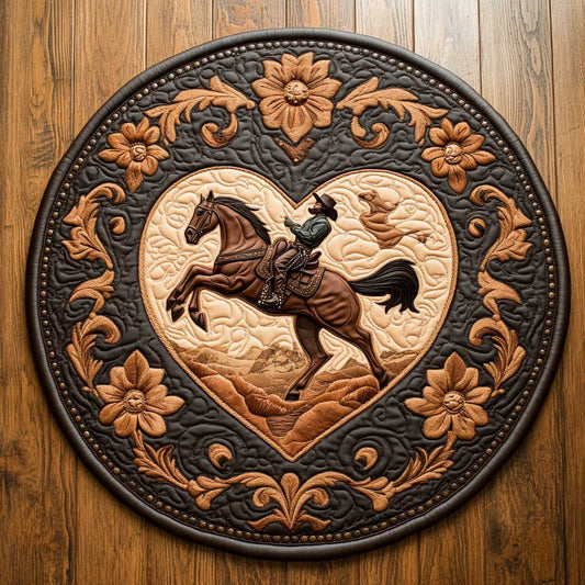 Horse And Cowboy WN2204028CL Quilted Round Mat