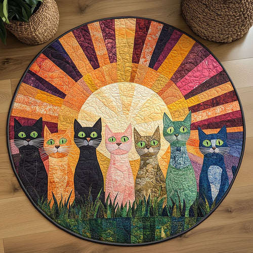 Whimsical Cat WJ1305031CL Quilted Round Mat