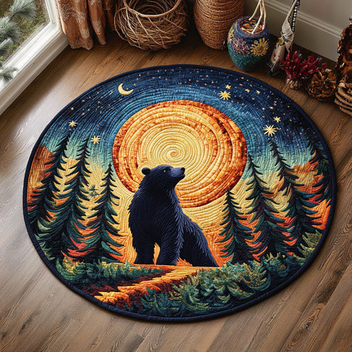Wild Bear Night WJ2406037CL Quilted Round Mat