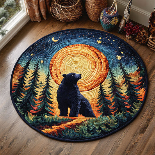 Wild Bear Night WJ2406037CL Quilted Round Mat
