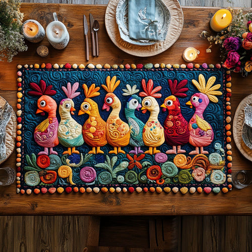 Chicken Parade WN1406039CL Quilted Table Runner