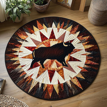 Geometric Bison QA0812034CL Quilted Round Mat